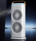4000mAh Double Ended Spray Fan, Cold Air, 2025 New 3 Gears USB Rechargeable Oscillating one with LED Light Cooler, Tower Air Coolers & Remote Control,Water Tank,Bedroom, Living Room (A-White) - ZUVEO