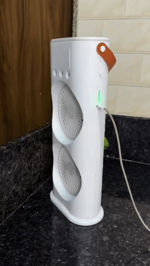 4000mAh Double Ended Spray Fan, Cold Air, 2025 New 3 Gears USB Rechargeable Oscillating one with LED Light Cooler, Tower Air Coolers & Remote Control,Water Tank,Bedroom, Living Room (A-White) - ZUVEO